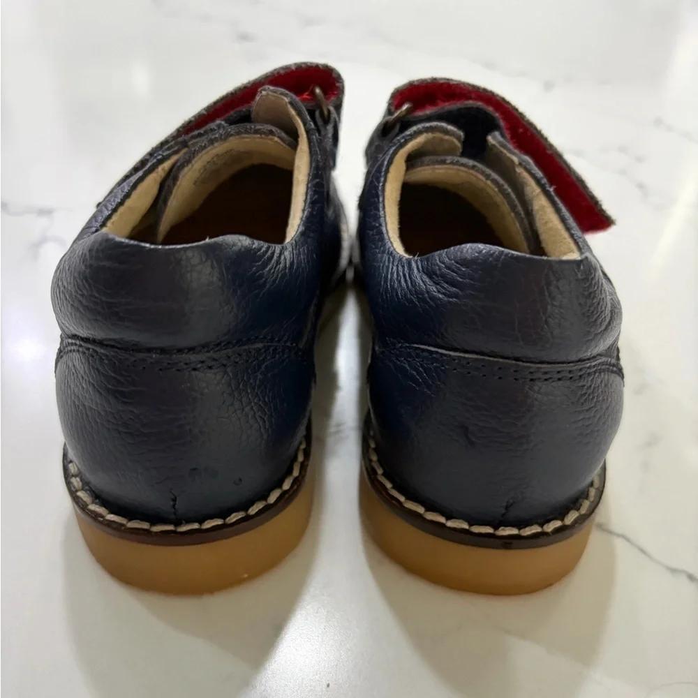 Mini Boden Leather Navy Kids Dress Shoes with Velcro strap size 27
